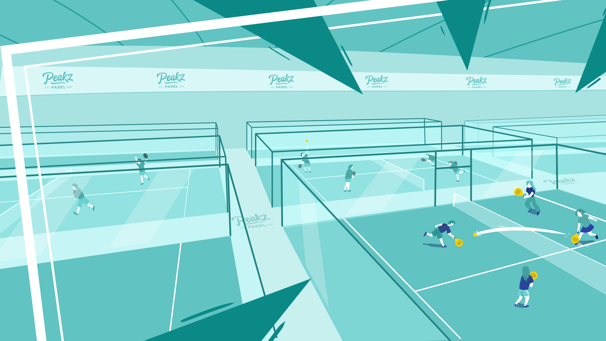 Peakz Padel sponsor deck illustration
